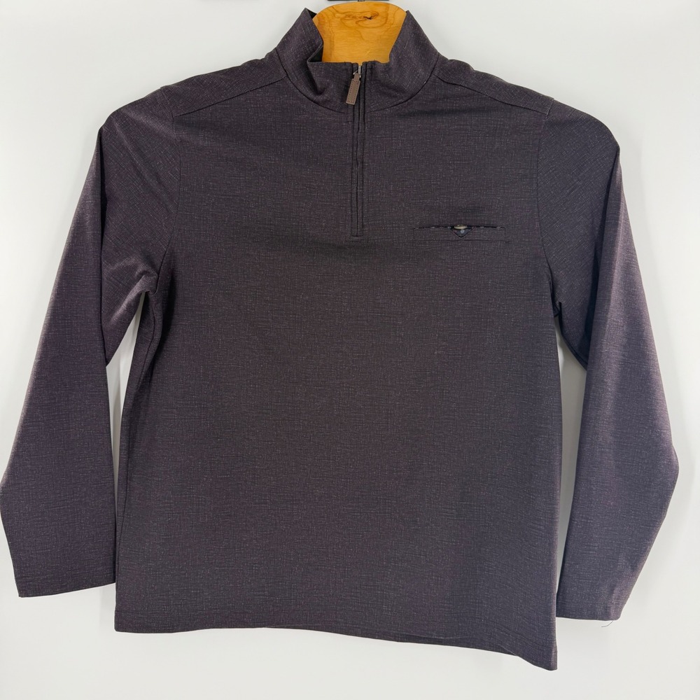 Sable & Stone Mens Quarter Zip Pullover Charcoal Grey Stretch Paisley Trim Large
